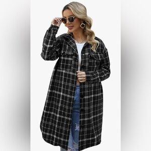 Plaid long shacket